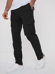 Threadbare Black Linen Blend Cargo Trousers - Image 1 of 4
