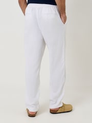 Threadbare White Linen Blend Drawcord Trousers - Image 4 of 4