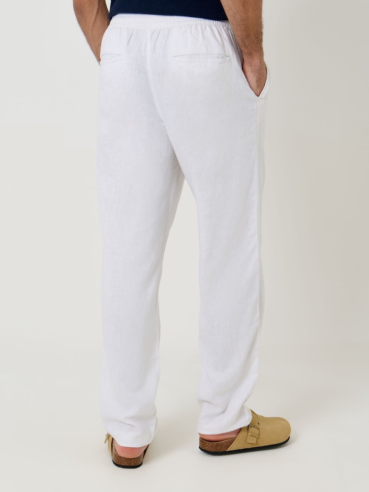 Threadbare White Linen Blend Drawcord Trousers - Image 4 of 4
