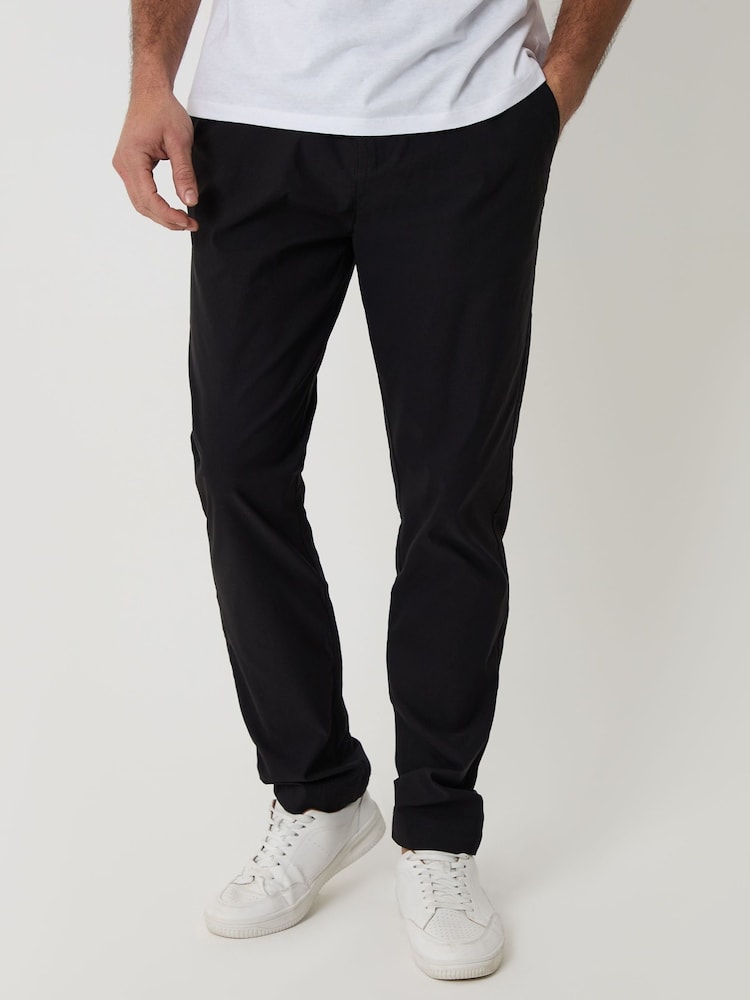 أسود - بنطلون تلبيس رشيق قابل للتمدد من Threadbare - Image 1 of 4