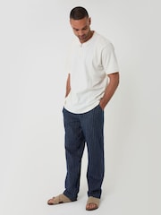 Threadbare Blue Stripe Straight Fit Cotton Trousers - Image 2 of 5