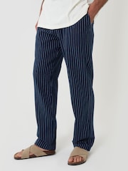 Threadbare Blue Stripe Straight Fit Cotton Trousers - Image 3 of 5