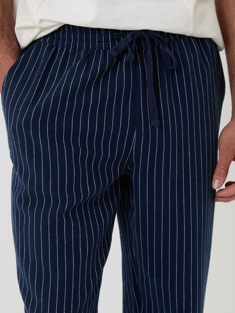 Threadbare Blue Stripe Straight Fit Cotton Trousers - Image 5 of 5 Threadbare Blue Stripe Straight Fit Cotton Trousers - Image 5 of 5