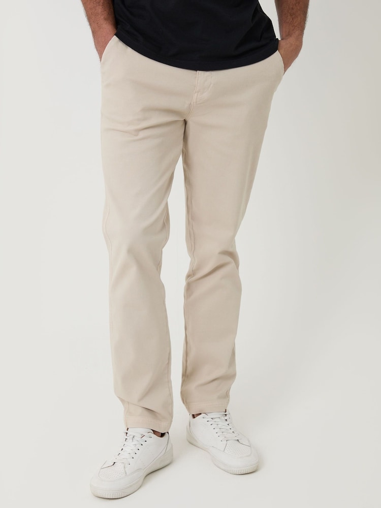 Բնական - Չինո տաբատ՝ սովորական չափսի, առաձգական գոտկատեղով և թելքավոր - Պատկեր 1 4-ից