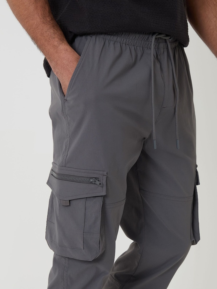 Threadbare Grey Slim Fit Stretch Cargo Trousers - Image 4 of 4