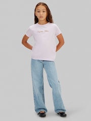 Calvin Klein Purple Script Logo T-Shirt - Image 3 of 5