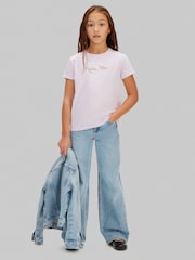 Calvin Klein Purple Script Logo T-Shirt - Image 4 of 5