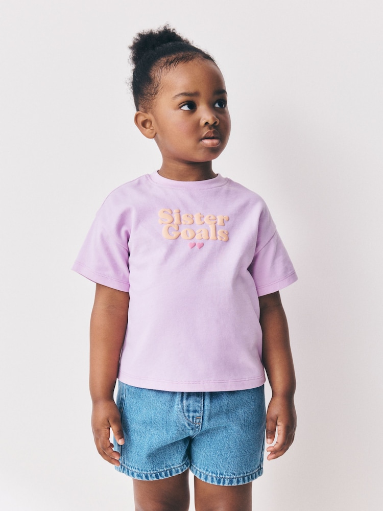 Lilac Purple Sister T-Shirt (3mths-7yrs) - Image 1 of 2 Lilac Purple Sister T-Shirt (3mths-7yrs) - Image 1 of 2