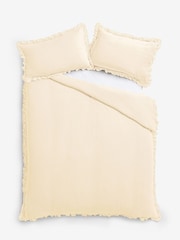 Cream Cotton Muslin Frill Duvet Cover and Pillowcase Set - Image 4 of 4