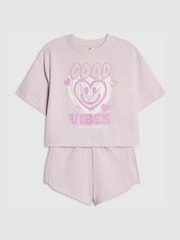 River Island Purple Good Vibes T-Shirt & Runner Shorts Set - Image 3 of 5