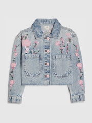 River Island Blue Floral Denim Jacket - Image 1 of 8