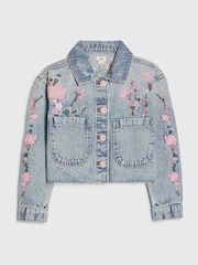 River Island Blue Floral Denim Jacket - Image 2 of 8