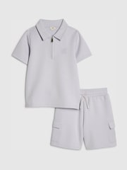 River Island Slim Fit Scuba Polo & Short Set - תמונה 1 מתוך 5