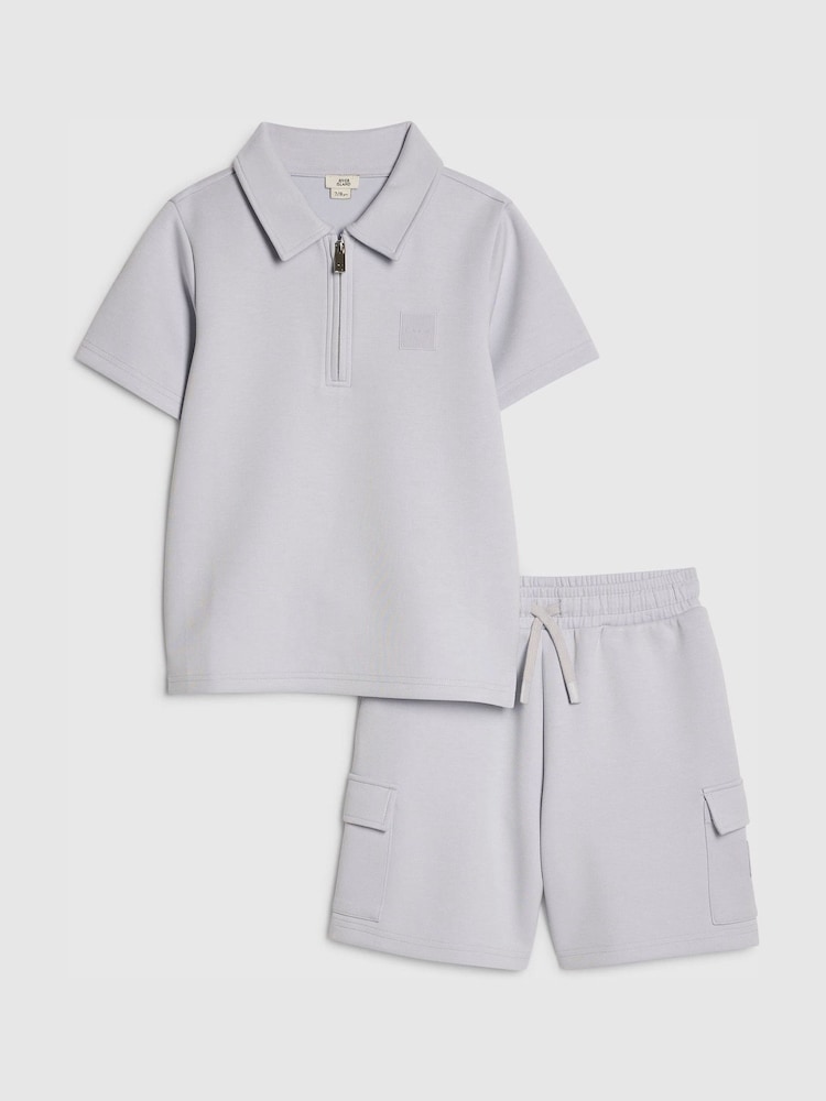 River Island Slim Fit Scuba Polo & Short Set - תמונה 1 מתוך 5