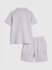 River Island Slim Fit Scuba Polo & Short Set - תמונה 2 מתוך 5