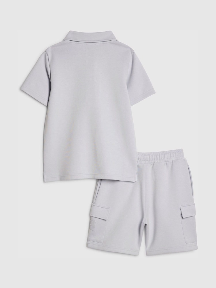 River Island Slim Fit Scuba Polo & Short Set - תמונה 2 מתוך 5