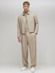 River Island Brown Boxy Pinstripe Smart Western Jacket - Image 2 of 4