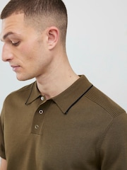 River Island Green Slim Fit Tipped Polo Shirt - Image 3 of 4