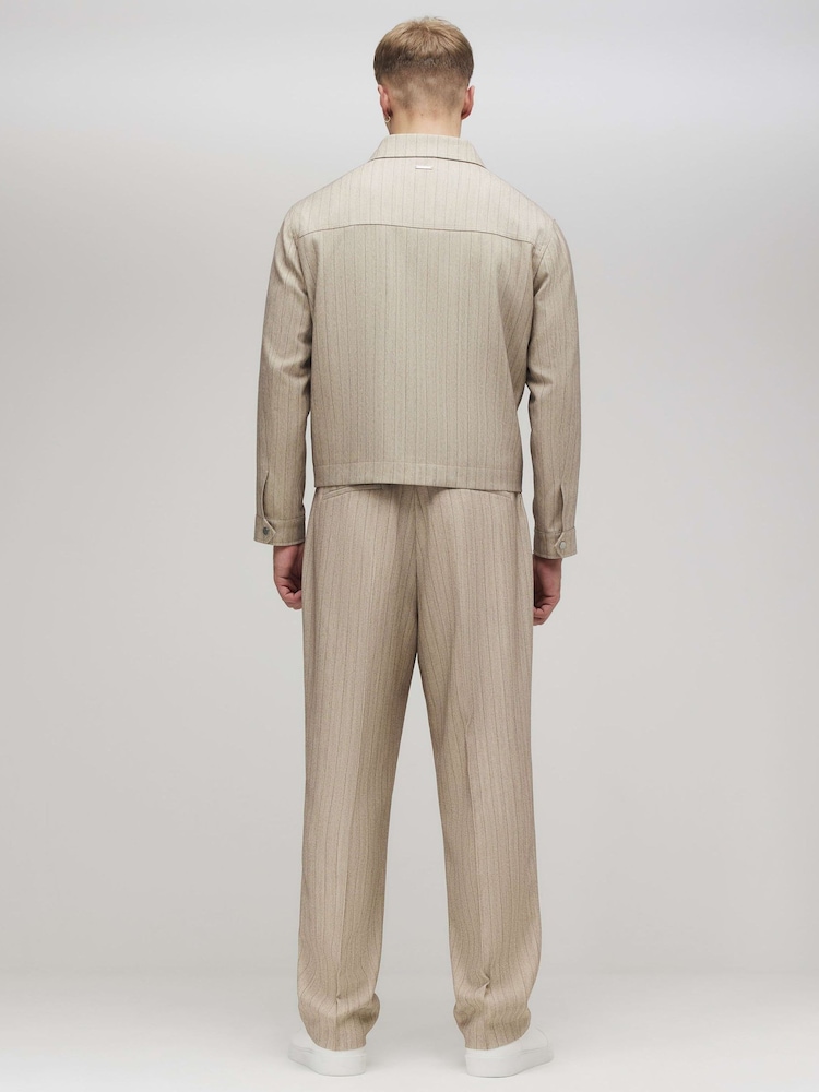 River Island Brown Relaxed Fit Pinstripe Trousers - Image 2 of 4