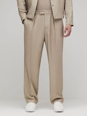 River Island Brown Relaxed Fit Pinstripe Trousers - Image 4 of 4