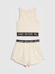 River Island Cream Logo Tank & Runner Short Set - Image 2 of 4