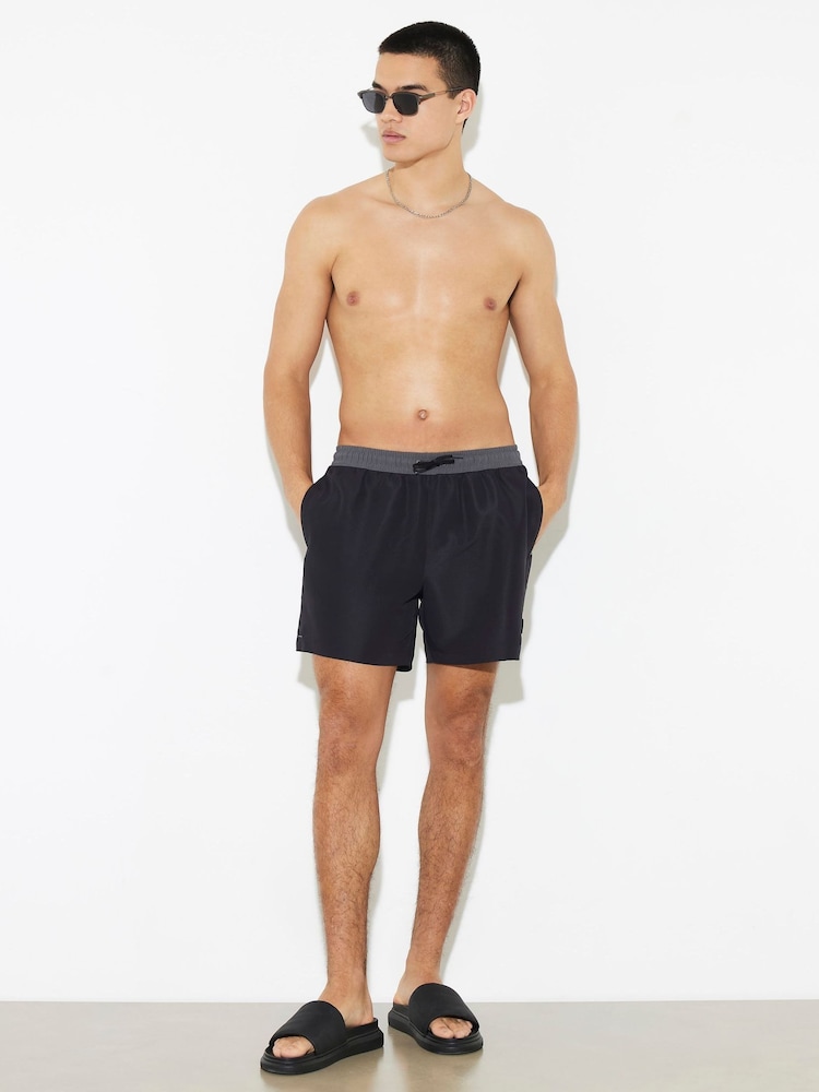 River Island Black Colourblock Swim Shorts - Image 1 of 4
