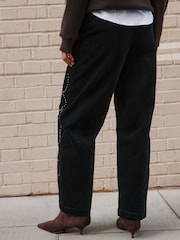 Black Studded Corduroy Barrel Leg Trousers - Image 3 of 9