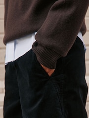 Black Studded Corduroy Barrel Leg Trousers - Image 5 of 9