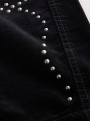 Black Studded Corduroy Barrel Leg Trousers - Image 8 of 9