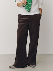 بني شوكولاتة/أزرق كحلي - Soft Cord Wide Leg Trousers 2 Pack - صورة 2 من 9