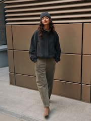 Khaki Green Studded Corduroy Barrel Leg Trousers - Image 2 of 9