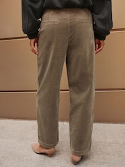 Khaki Green Studded Corduroy Barrel Leg Trousers - Image 5 of 9