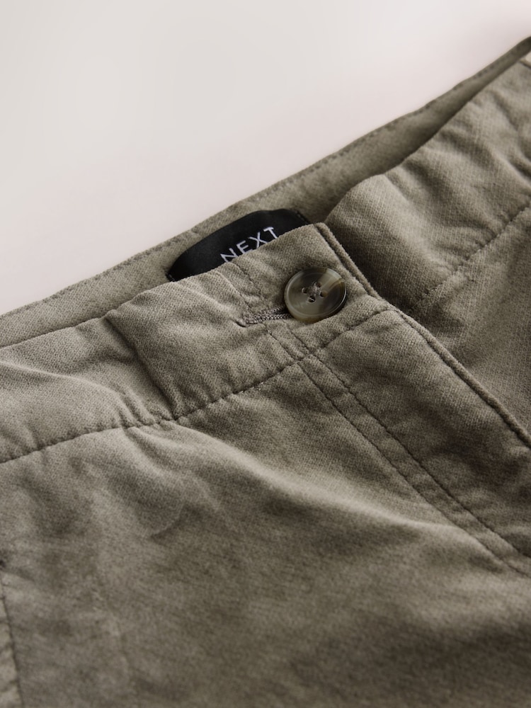 Khaki Green Studded Corduroy Barrel Leg Trousers - Image 9 of 9 Khaki Green Studded Corduroy Barrel Leg Trousers - Image 9 of 9