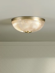 Laura Ashley Matt Antique Brass Langdon 2 Light Flush Ceiling Light - Image 1 of 6