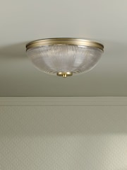 Laura Ashley Matt Antique Brass Langdon 2 Light Flush Ceiling Light - Image 2 of 6
