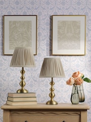 Laura Ashley Matt Antique Brass Ezra Twin Pack Table Lamps - Image 2 of 6
