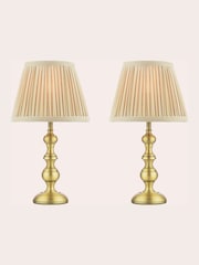 Laura Ashley Matt Antique Brass Ezra Twin Pack Table Lamps - Image 3 of 6