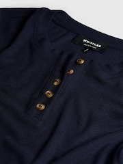 أزرق - Whistles Essential Rib Henley T-Shirt - صورة 5 من 5