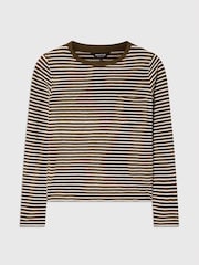 Whistles Blue Classic Stripe Cotton Knit Jumpsuit - Image 5 of 5