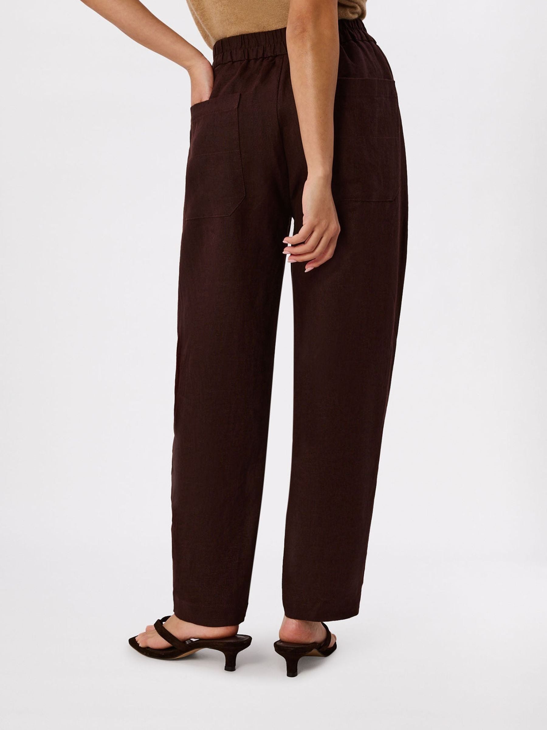 Buy Whistles Brown Petite Linen Barrel Leg Trousers from Next USA