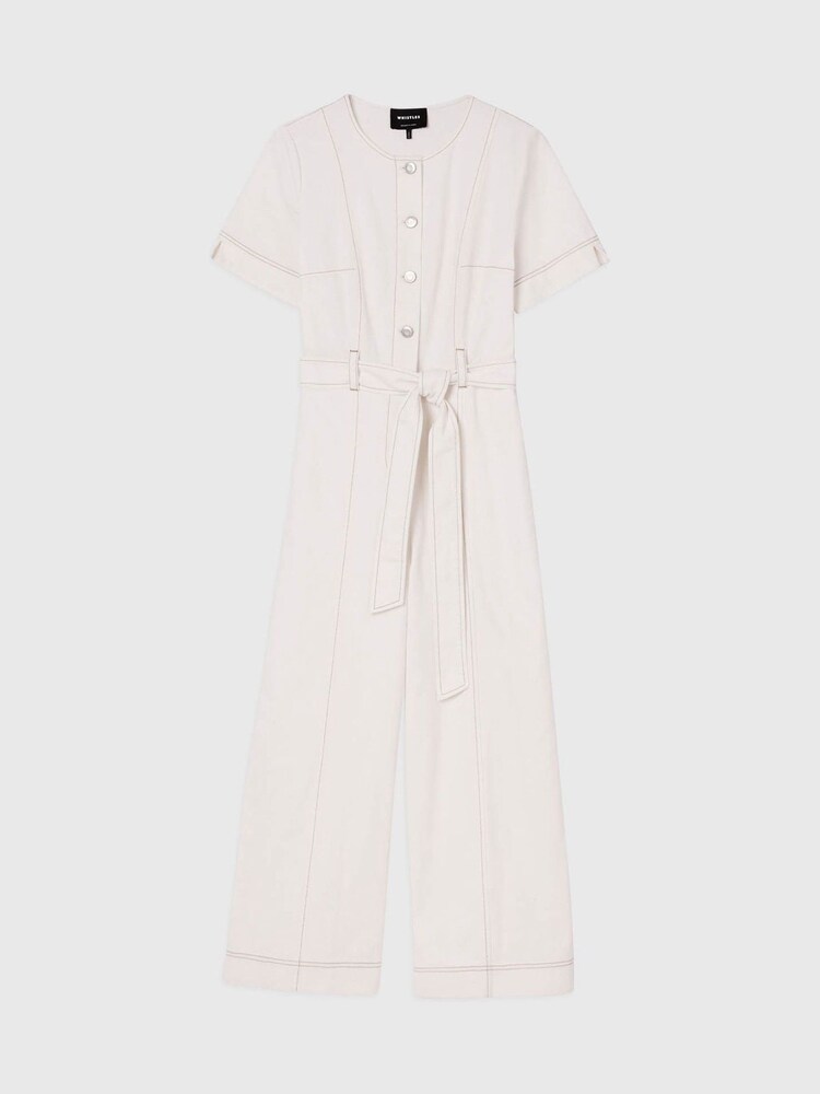 Whistles White Button Down Jumpsuit - Image 5 of 5
