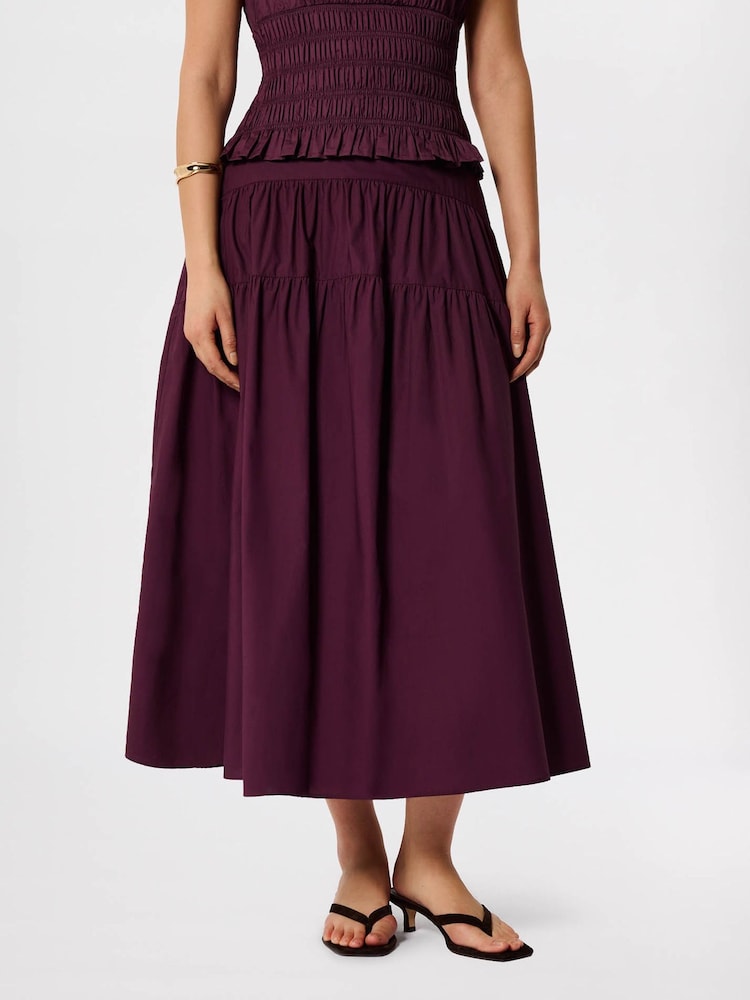 סגול - Whistles Tier Hem Cotton Skirt - תמונה 1 מתוך 5