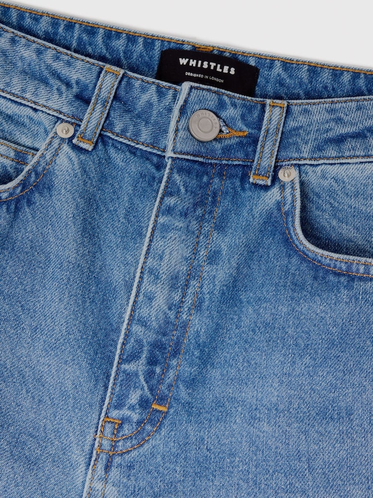 Whistles Blue Panel Detail Wide Leg Jeans - Image 5 of 5