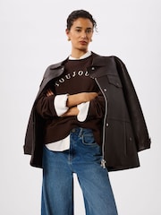 Whistles Brown Toujours Relaxed Cotton Sweat Top - Image 4 of 5