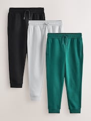 Grey/Black/Teal Slim Fit Joggers 3 Pack (3-16yrs) - Image 1 of 7