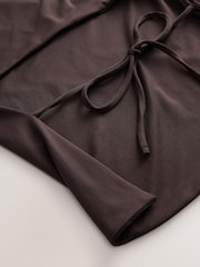 Chocolate Brown Soft Touch Slinky Backless Tie Sleeveless Top - Image 7 of 8