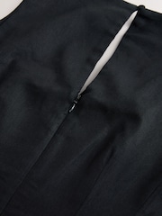 Black Peplum Tailored Top with Linen - Image 7 of 8