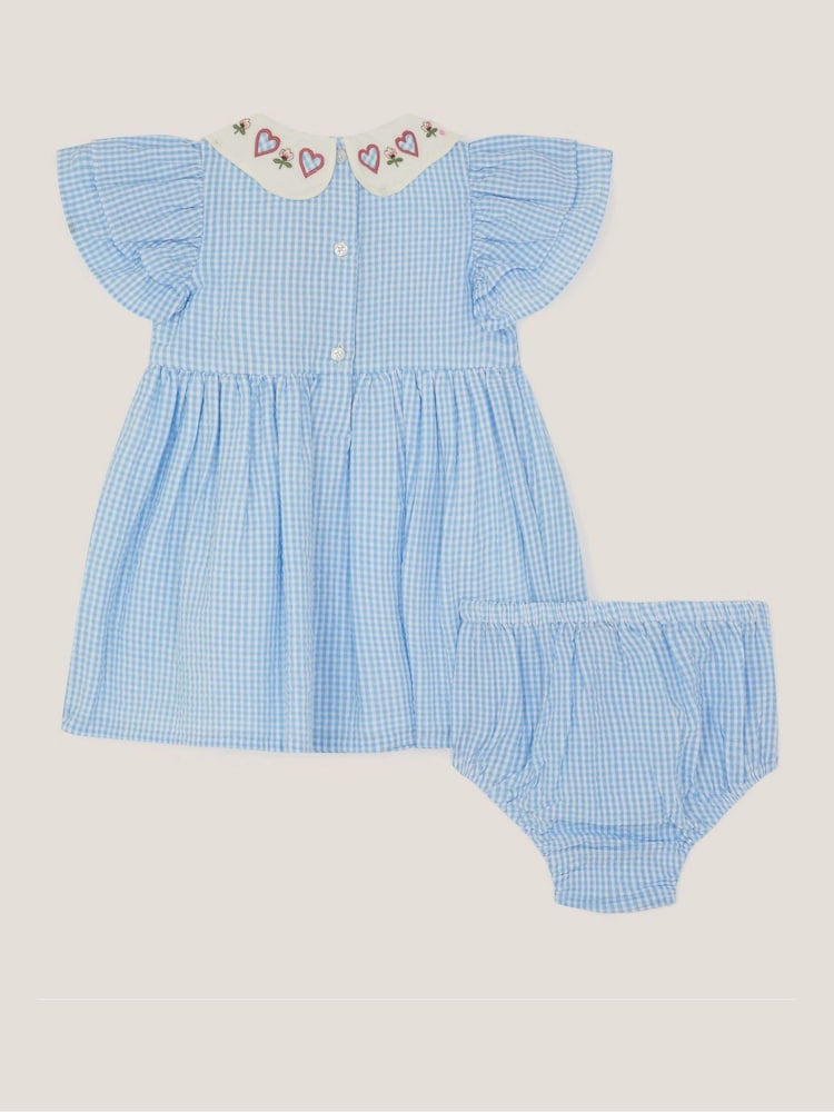 Monsoon Blue Baby Swan Embroidered Dress & Underwear Set - Image 2 of 3