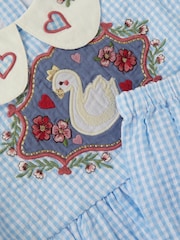 Monsoon Blue Baby Swan Embroidered Dress & Underwear Set - Image 3 of 3