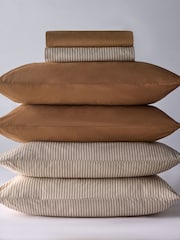 The Set Set of 2 Caramel/Stripe Pillowcase and Fitted Sheet - Image 1 of 6